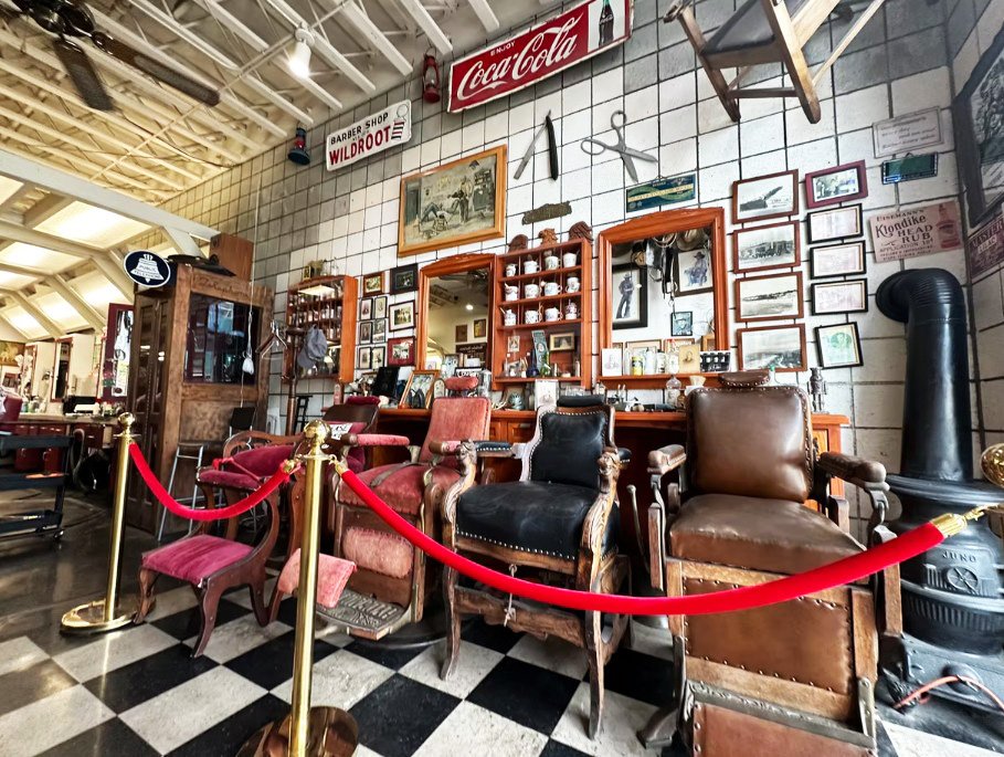 Vintage Barbershop Corner Entryway